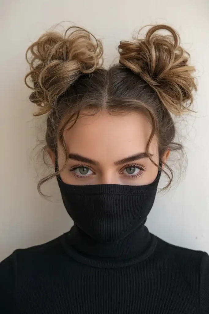Space Buns With Face-Framing Strands