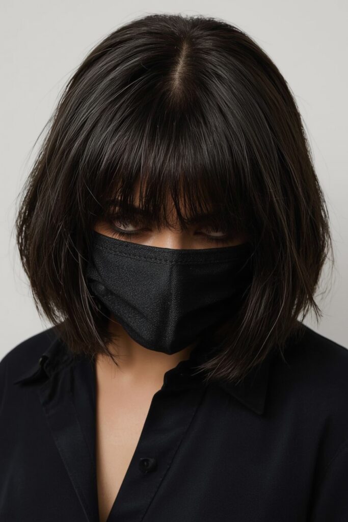 Sleek Blunt Bob with Bold Full Fringe