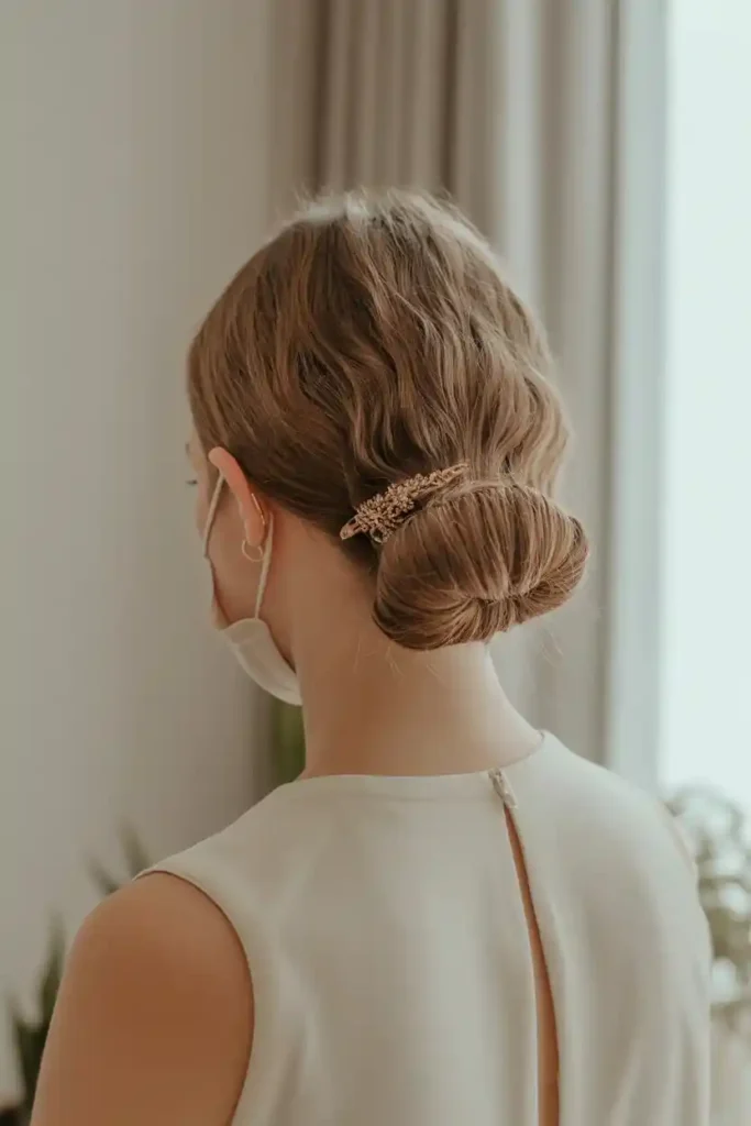 Half-Up French Roll with Clip Accent