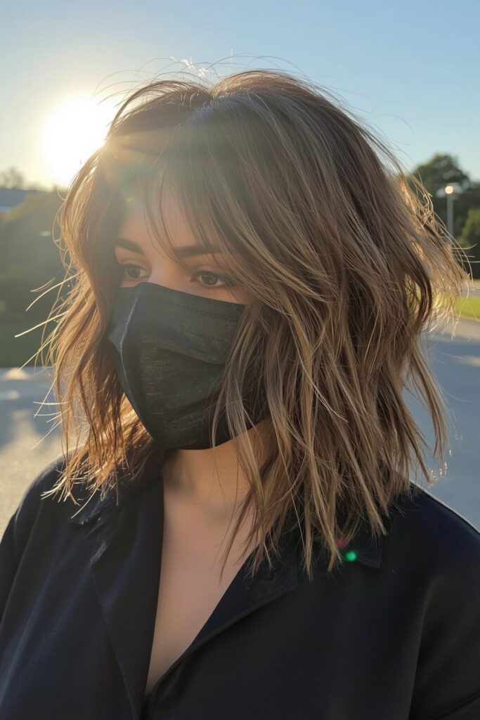Bob with Blended Fringe and Tousled Waves