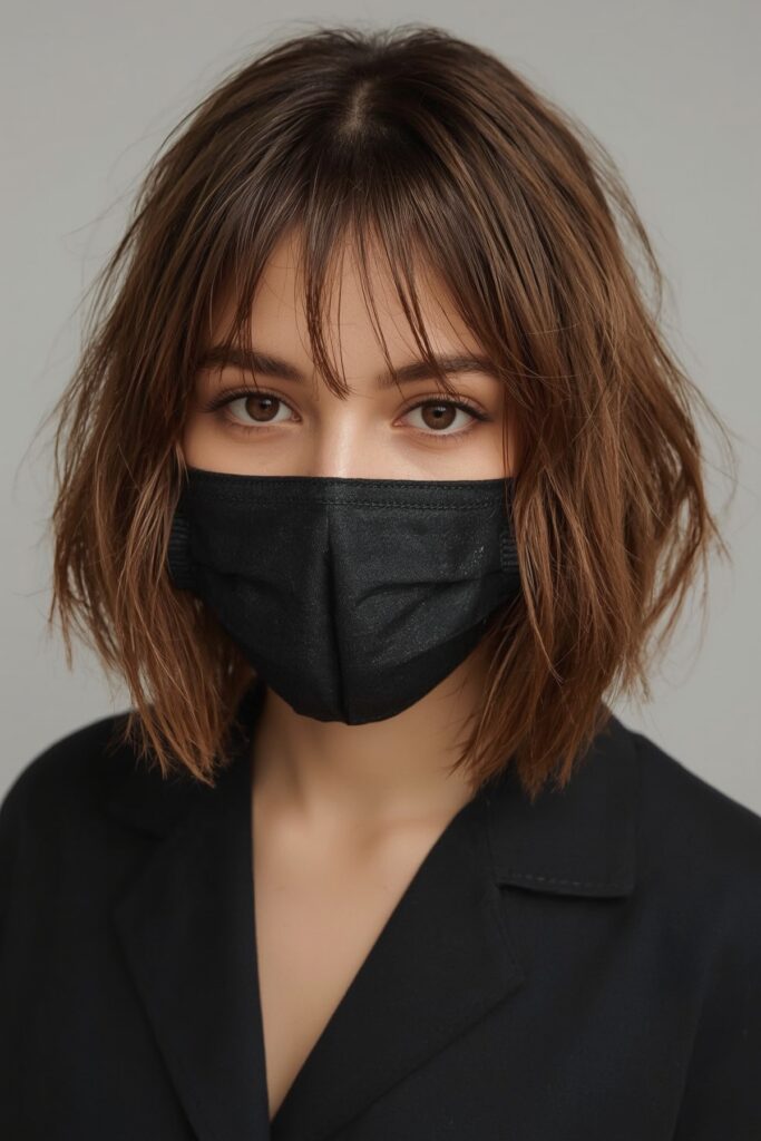 Color-Blocked Bob with Contrast Bangs