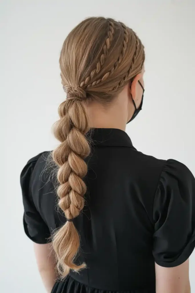 Hidden Braid Pony Veil