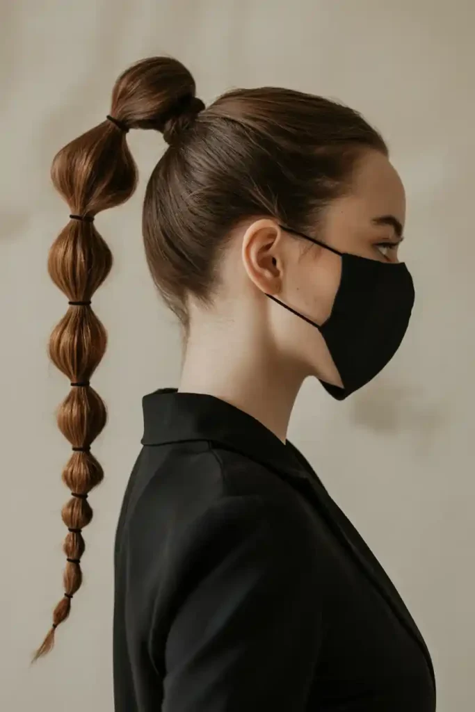 High Glossy Ponytail Wrapped with Hair Strand