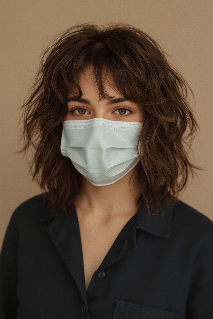 Soft Perm Bob with Rounded Full Fringe