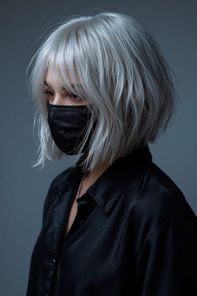 Platinum Layered Bob with Blunt Edges