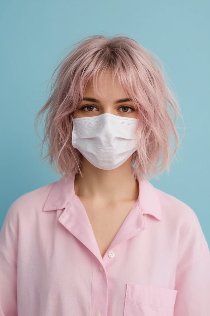 Pastel Pink Bob with Textured Fringe