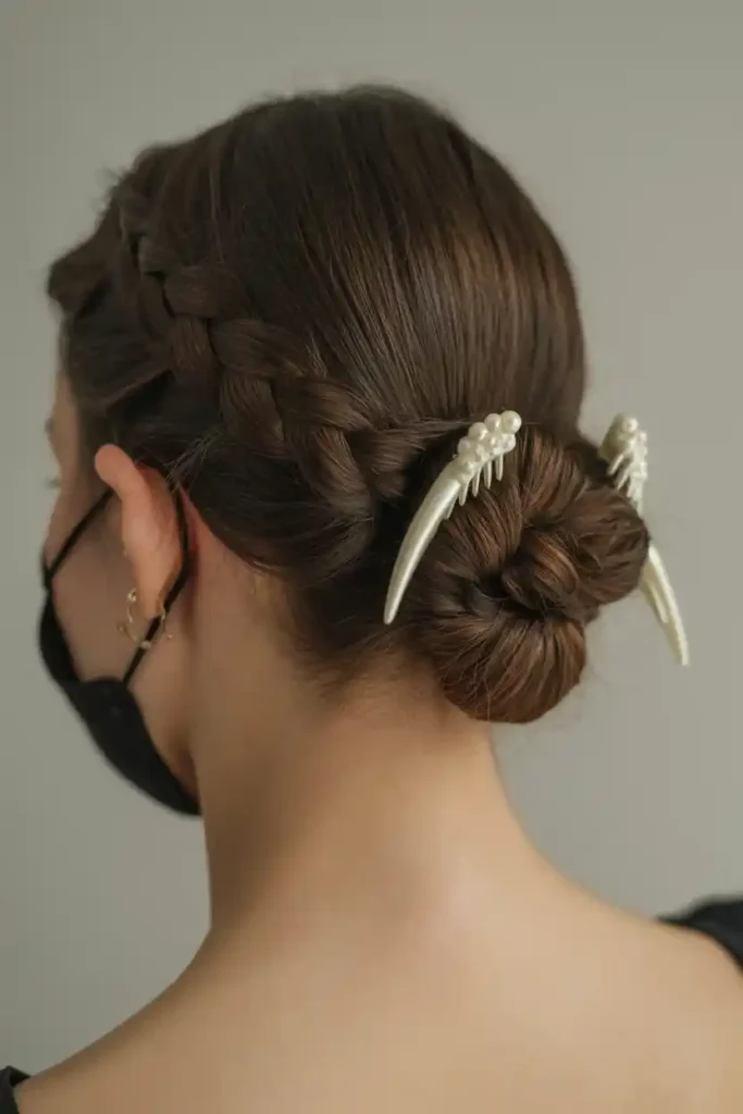 Crown-Braid Clip Updo