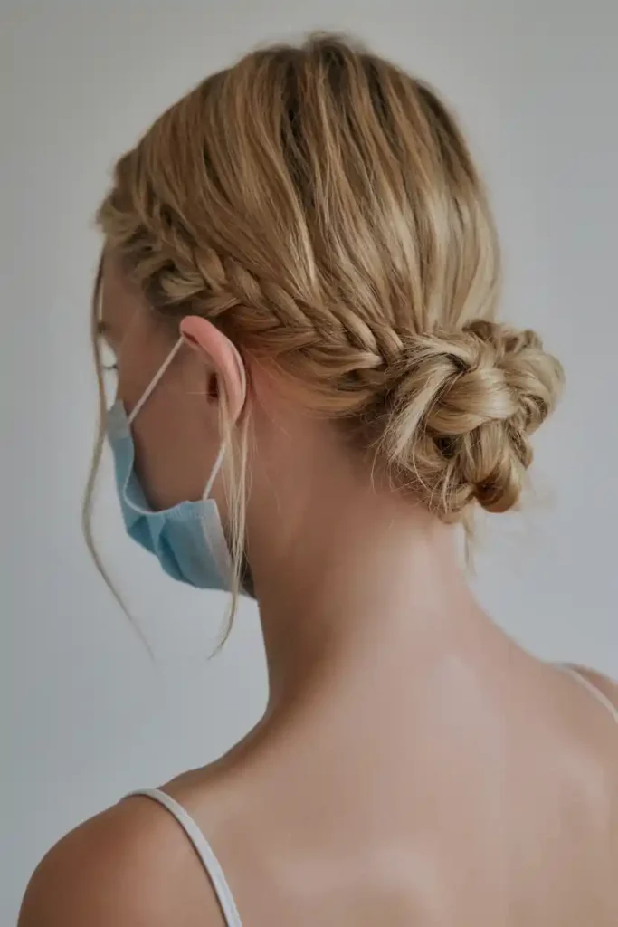 Low Braided Bun with Side Part