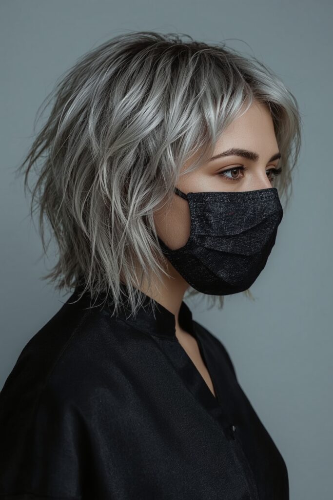 Textured Platinum Bob with Root Shadow