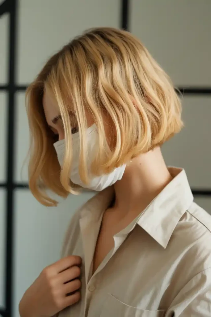  Curved Bob with Golden Blonde Shine
