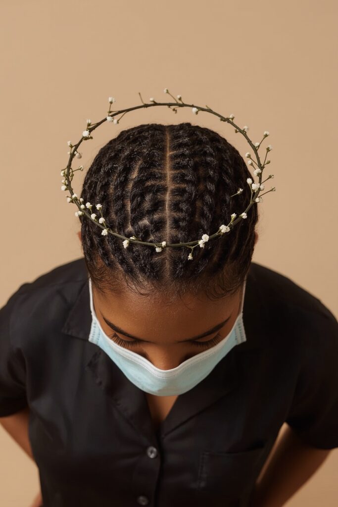 Spiral Halo Cornrows
