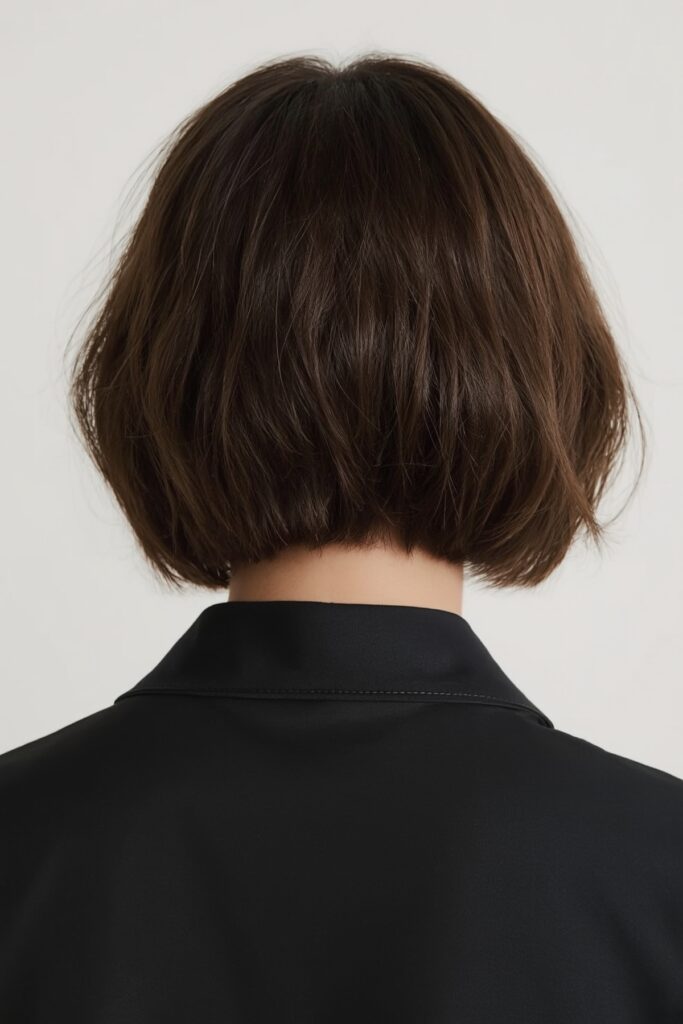 Ear-Length Blunt Bob with Tucked-In Tips
