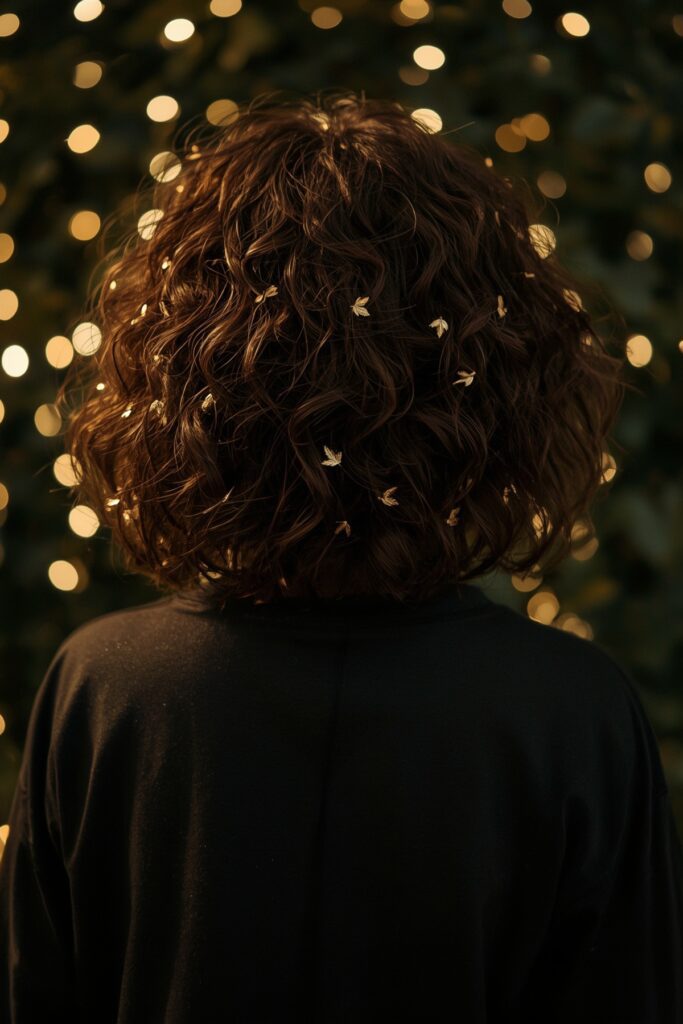  Curly Bob with Gold Leaf Pins
