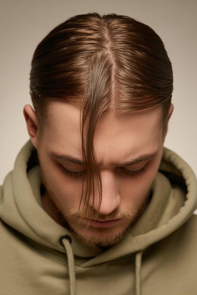 Side Part with Long Fringe

