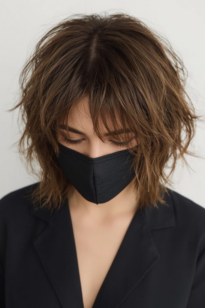 Wispy Fringe Bob with Natural Volume
