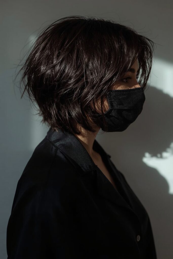 Side-Swept Shaggy Crop Bob