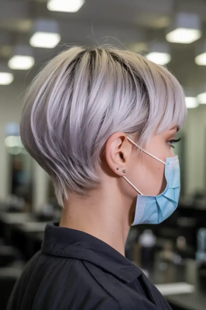 Tapered Nape Bob in Silver Blonde
