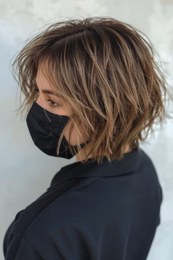 Choppy Bob with Point-Cut Layers
