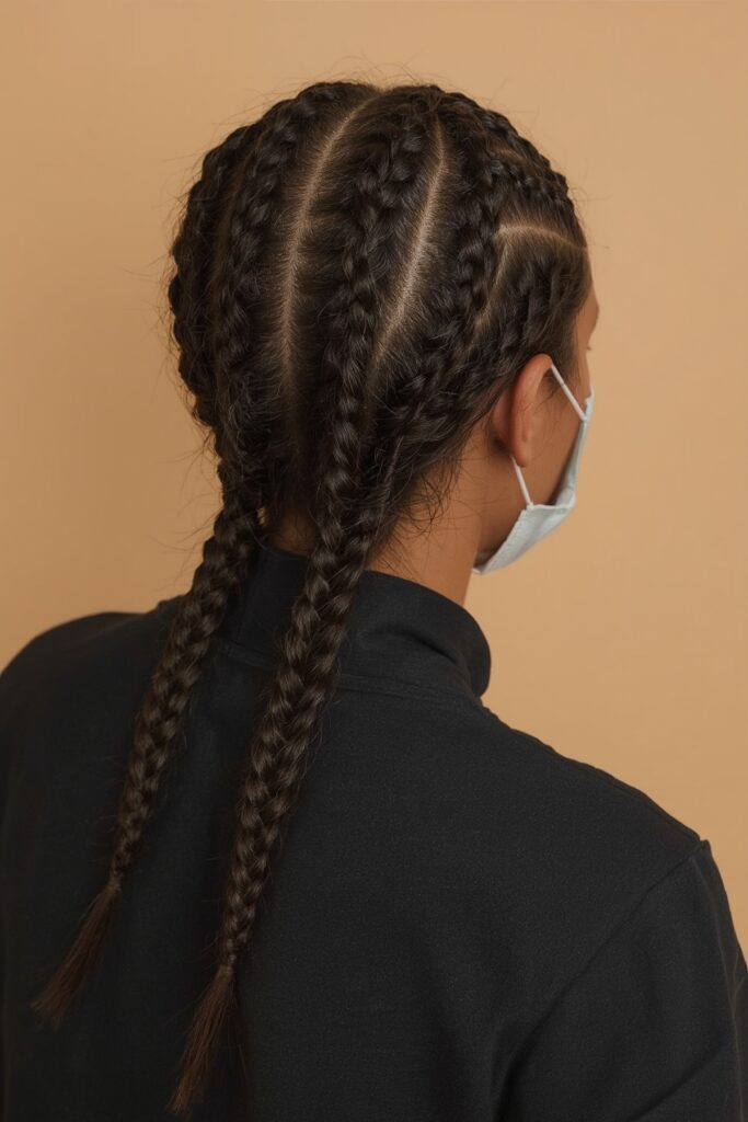 Cornrows into Low Braided Bun