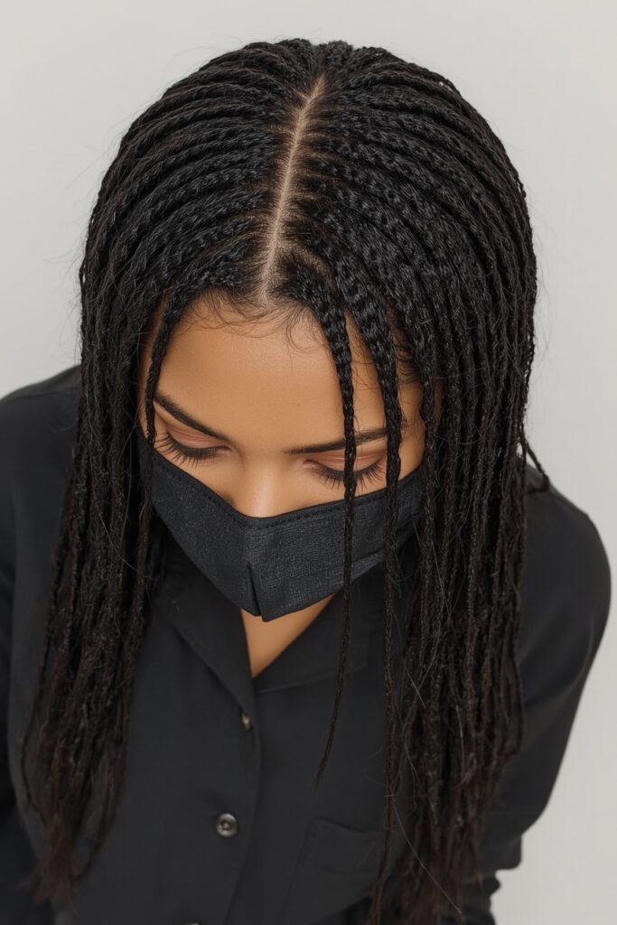Cornrow Bangs with Knotless Back