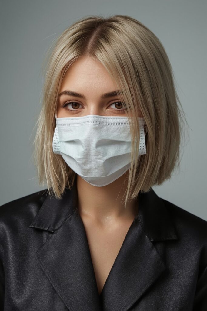 Glossy Bob with Creamy Blonde Highlights

