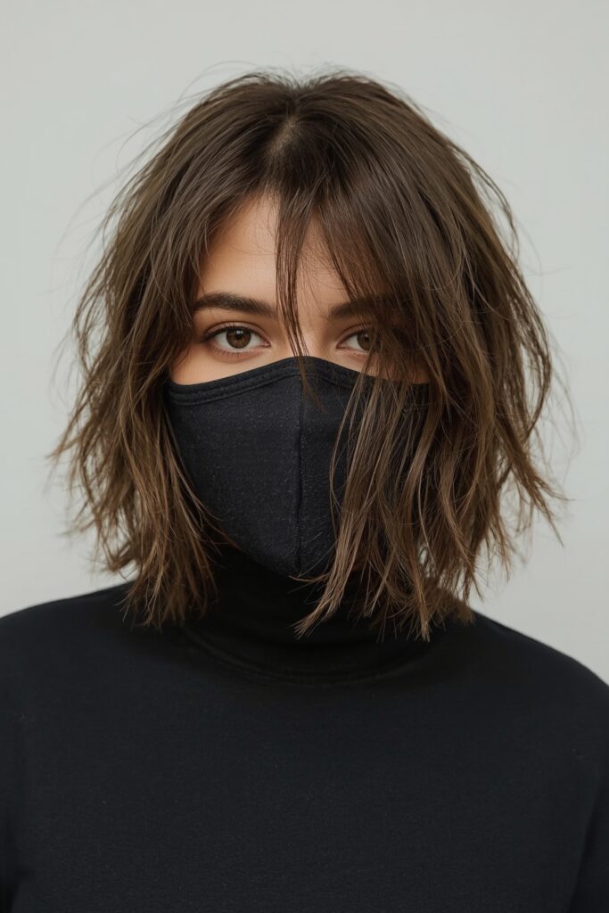 Curtain Bangs Bob with Light Texture
