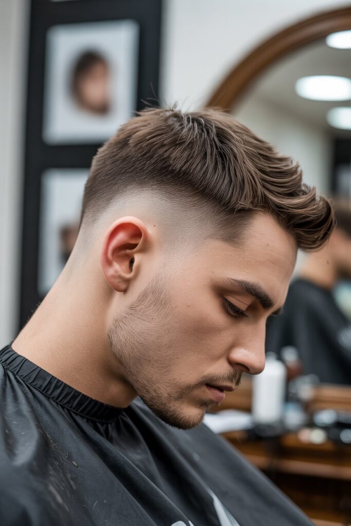 Side Part with Mid Drop Fade

