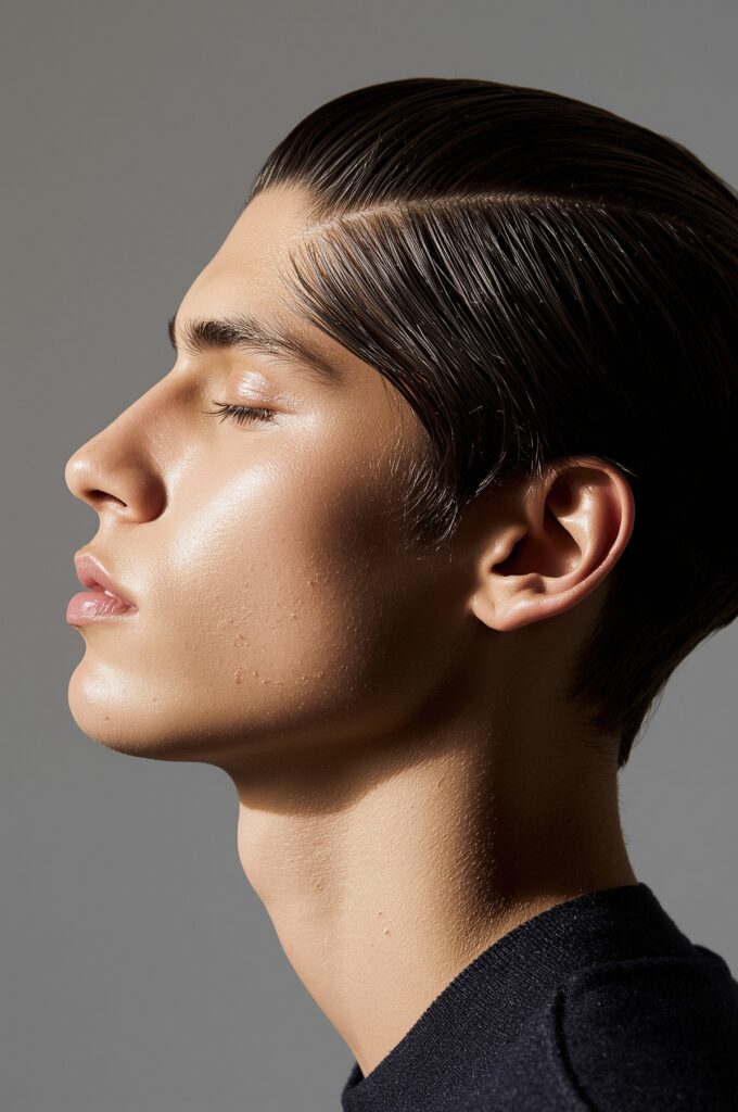 Defined Side Part with Line Up

