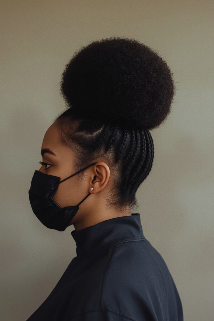 Cornrows with Natural Afro Puff