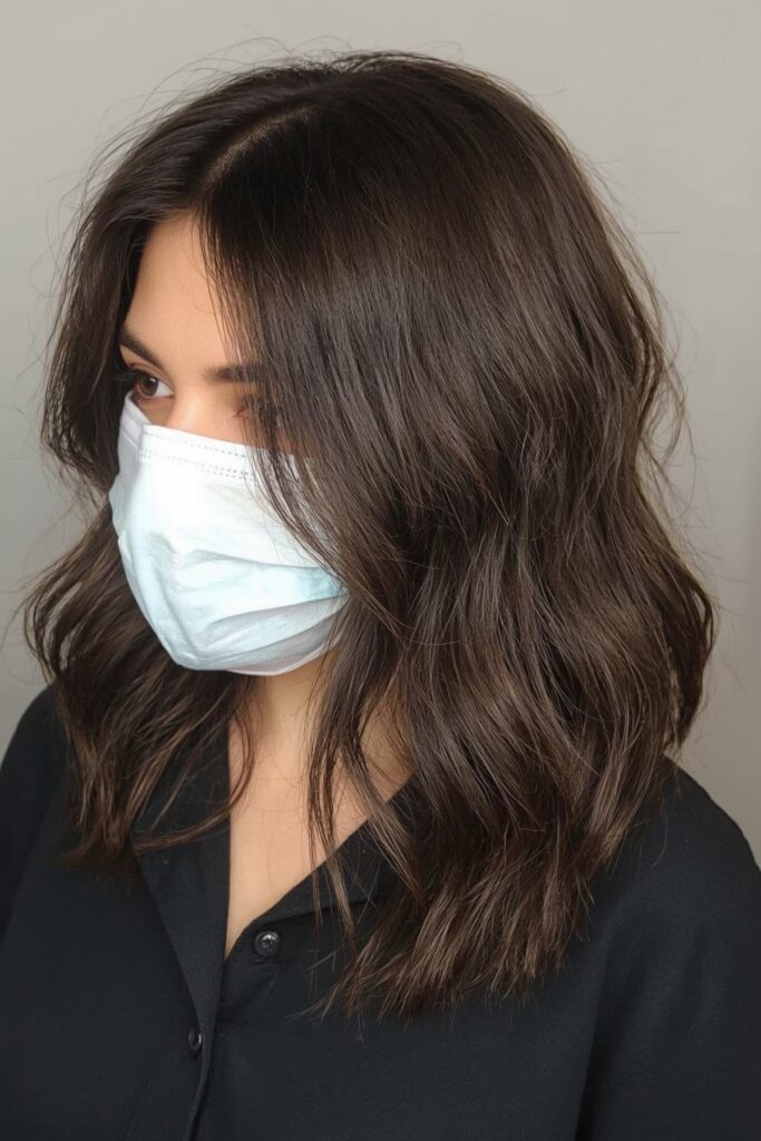 Medium-Length Curled Ends with Middle Part