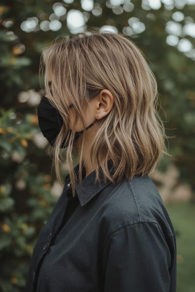 Ear-Length Bob in Soft Wheat Blonde
