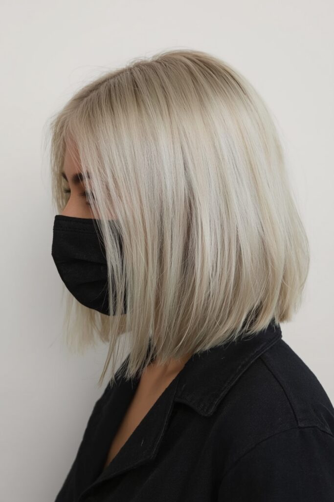 Sleek Blunt Bob in Ice Blonde