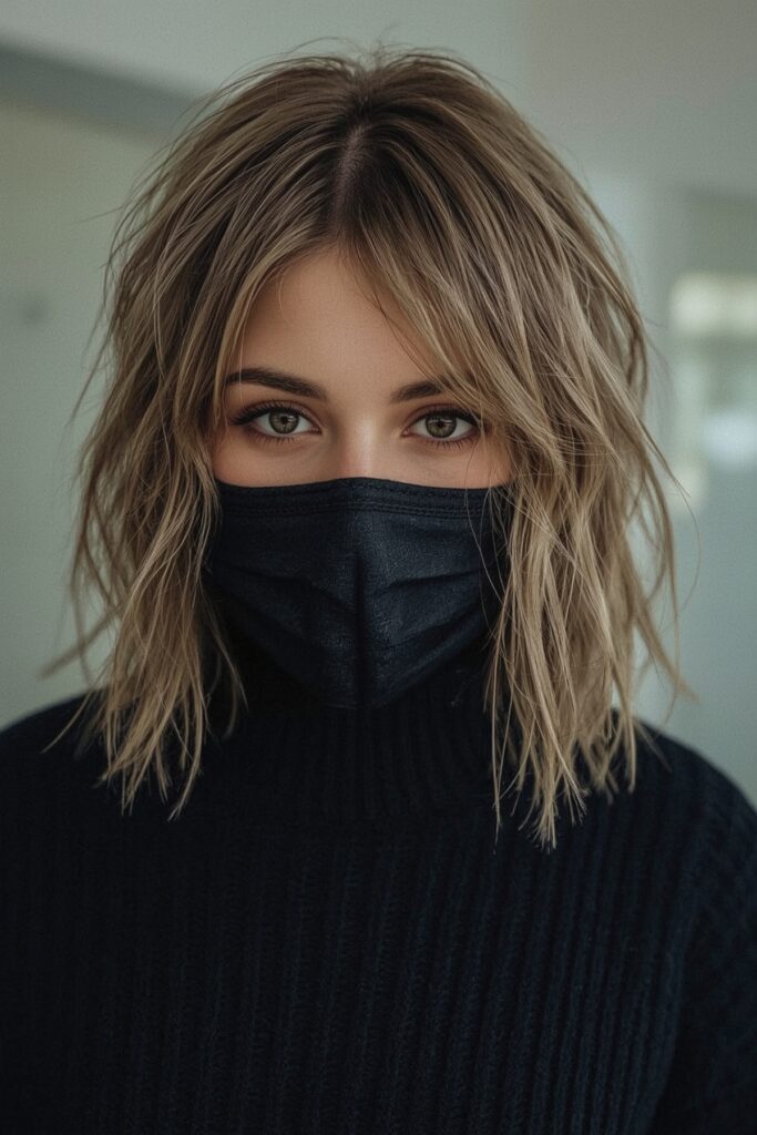 Textured Bob with Curtain Bangs