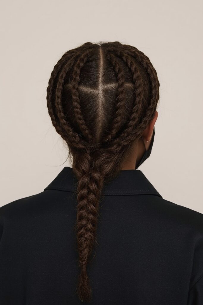 Braided Crown with Center Cornrows