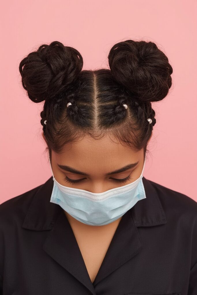 Cornrowed Space Buns