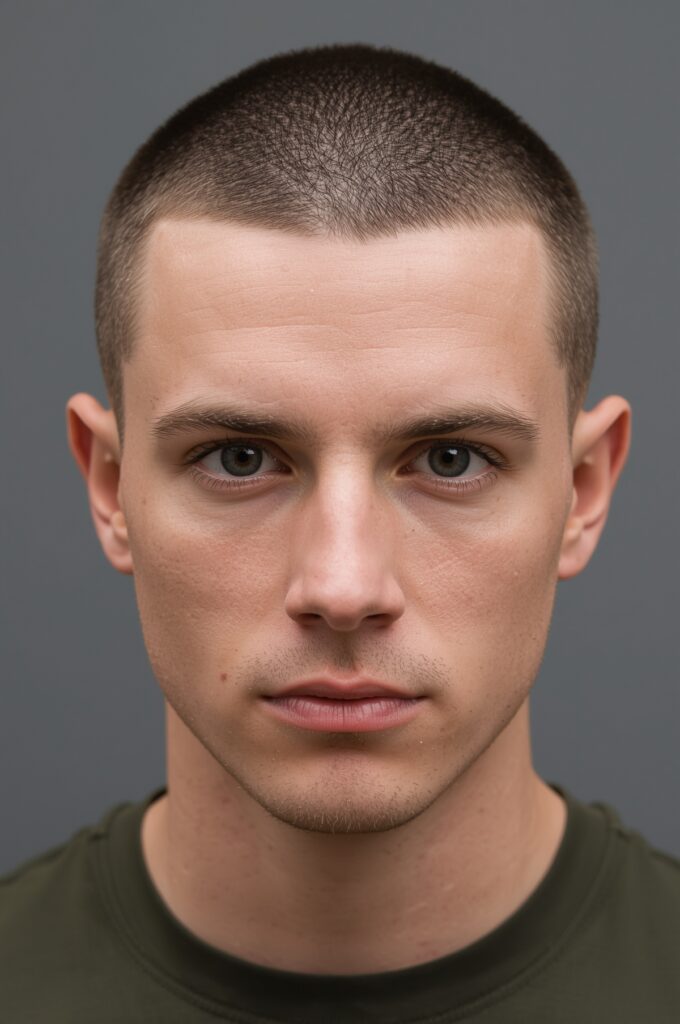 Crew Cut with Side Part Line
