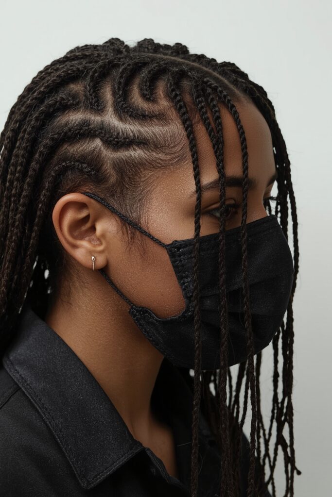 Micro Cornrows with Side Part