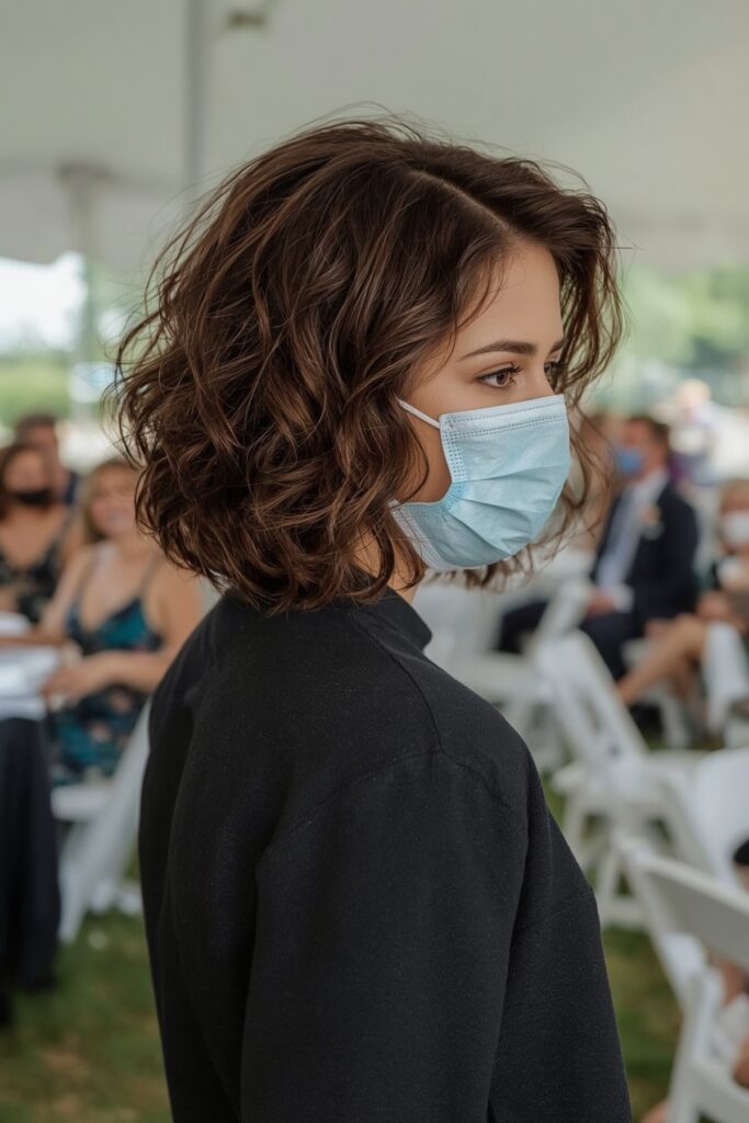 Side-Flipped Bob with Cascading Curls
