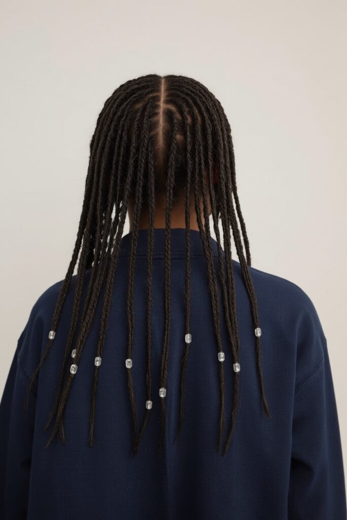 Beaded Center-Parted Cornrows