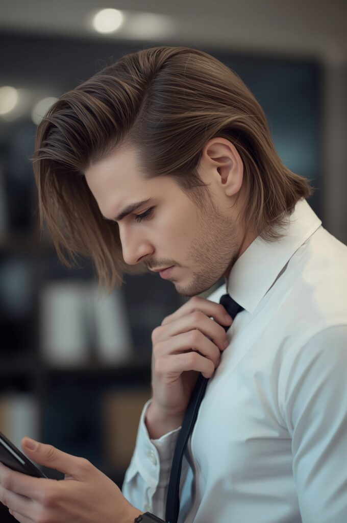 Businessman Side Part with Medium Length
