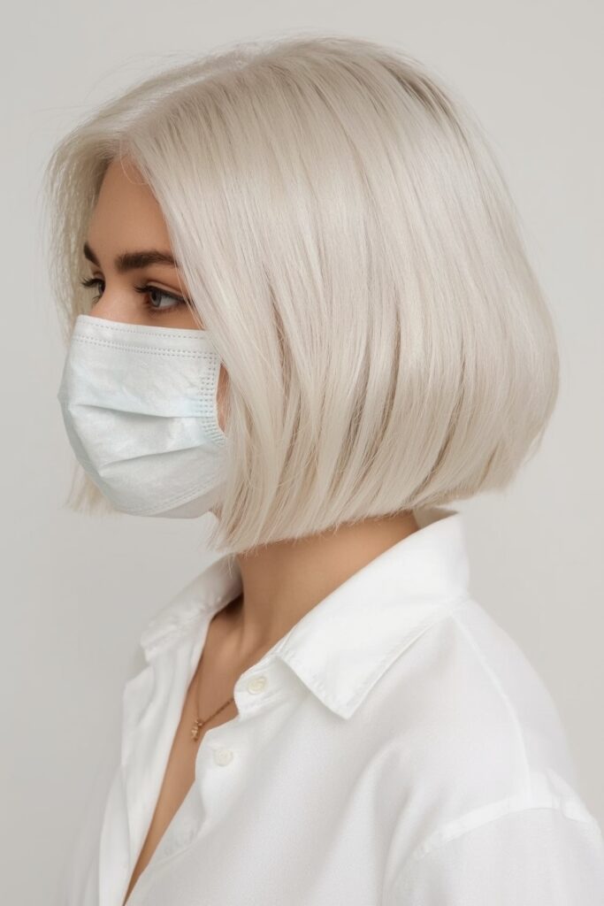 Sculpted Jaw-Length Bob in Platinum Pearl
