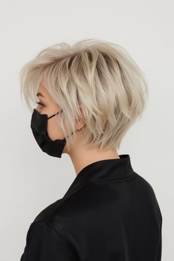 Short Undercut Bob with Cream Blonde Crown
