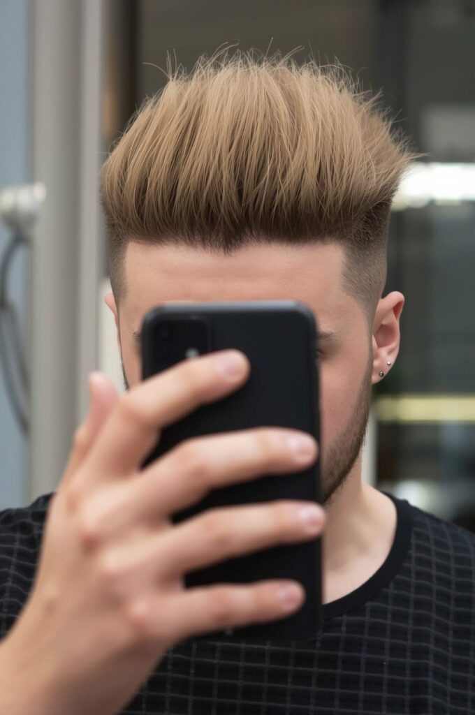 Blowout Side Part with Temple Accent
