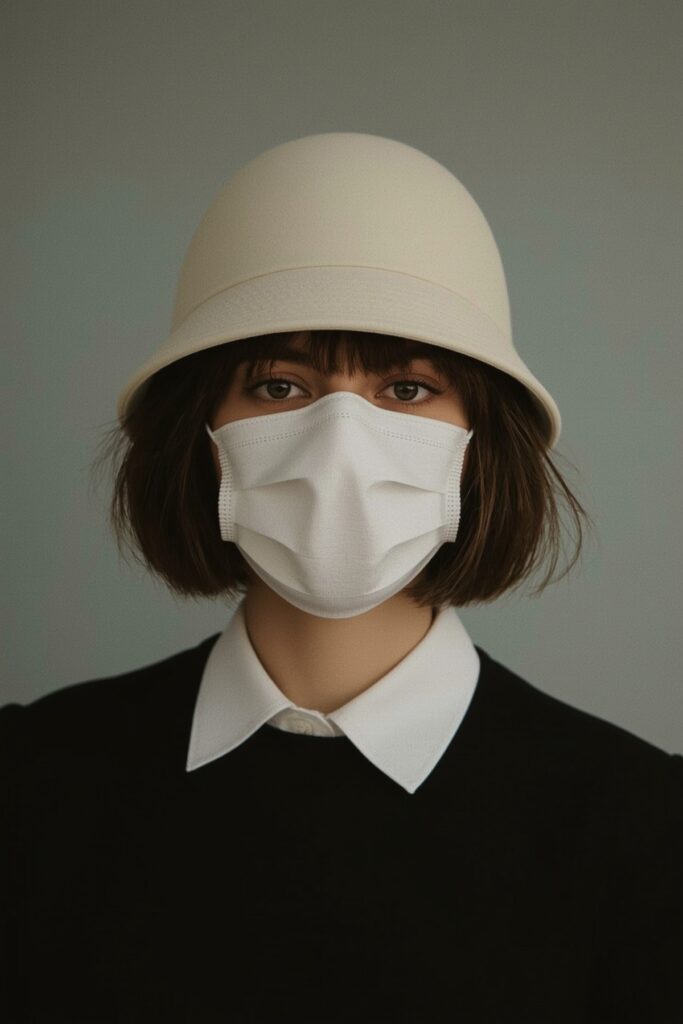 Blunt Bob with Bridal Cloche Hat
