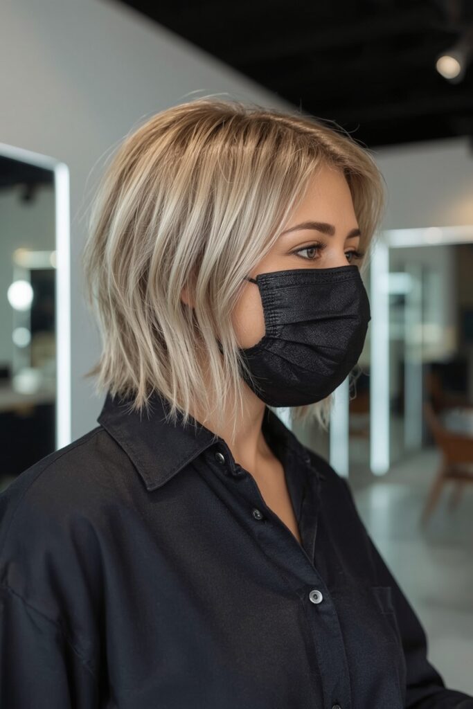 Angled Bob with Bold Highlight Contrast
