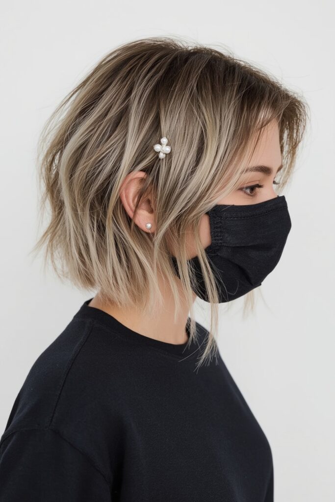 Subtle Ombre Bob with Side Accessories
