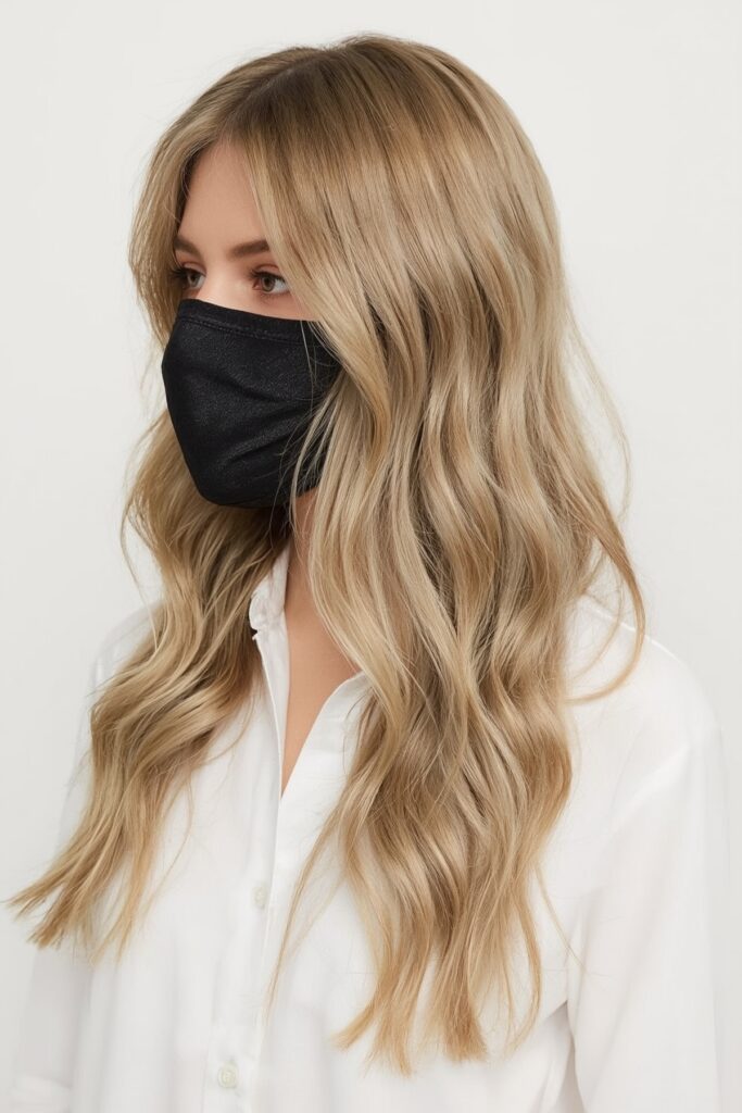 Long Hair with Curved Curtain Fringe

