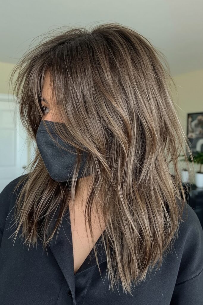 Side Bangs on Long Shag Cut