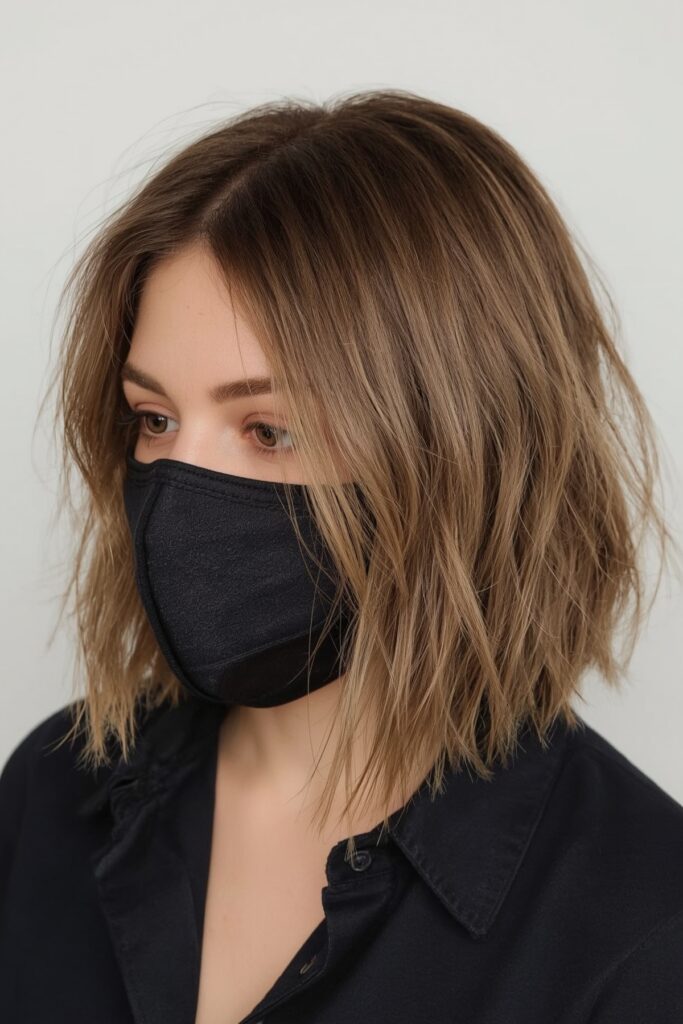 Razor-Cut Bob with Subtle Strawberry Blonde Tint
