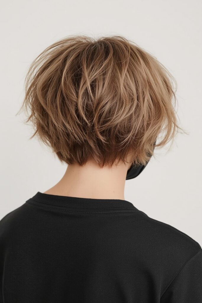 Volumized Crown Pixie Bob with Wispy Ends


